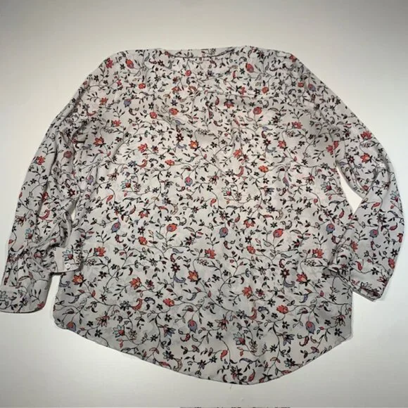 Reitmans Floral Blouse XL Lightweight Button Front Shirt Long Sleeve Boho Top - Picture 11 of 11